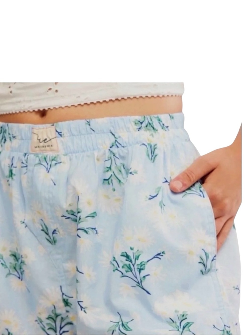 Free People Day to Day Boxer Shorts Chambray Combo Large